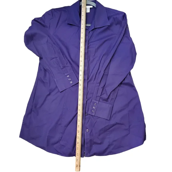 Chico's long button-up tunic eggplant purple - Picture 3 of 3